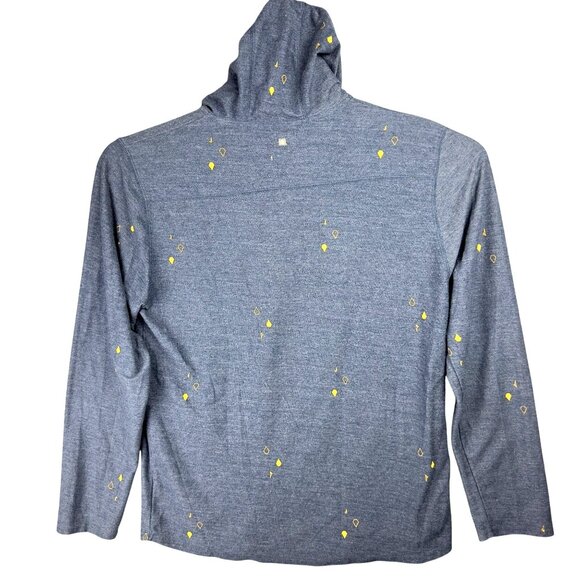 Volcom Hooded Sweatshirt Men L Blue Yellow Graphic Accents & Kangaroo Pocket - Picture 2 of 14
